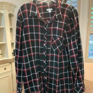 J Jill Black/red Tunic Shirt